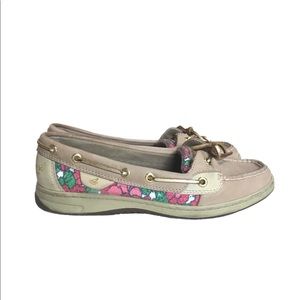 Sperry Angelfish Boat Shoes - Linen/Berry Floral